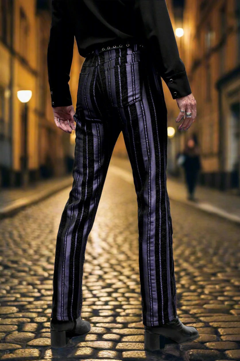 VICTORIAN CARNY PANTS - PURPLE/BLACK STRIPE - Image 3