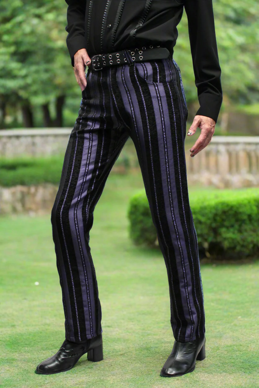 VICTORIAN CARNY PANTS - PURPLE/BLACK STRIPE - Image 4