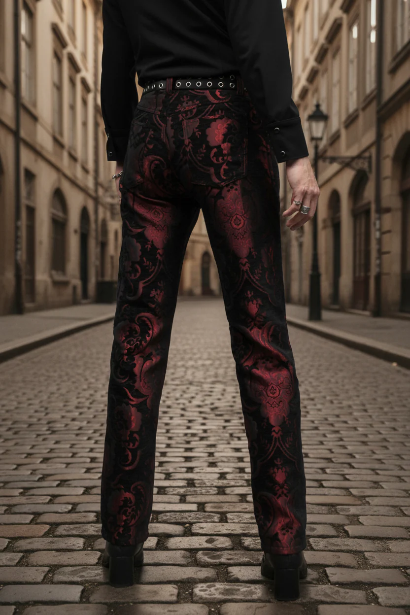 TAPESTRY PANTS - RED/BLACK - Image 3