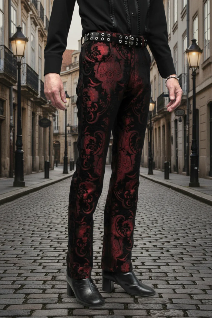 TAPESTRY PANTS - RED/BLACK - Image 4