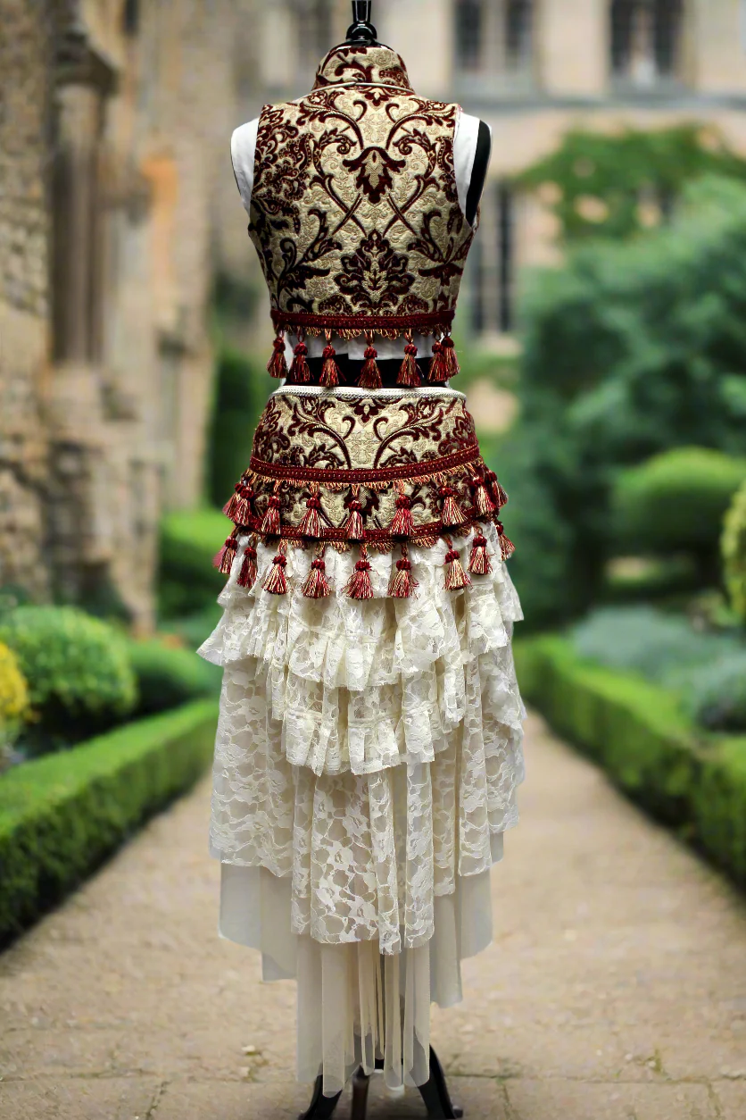 TASSEL SKIRT - BURGUNDY/IVORY - Image 5