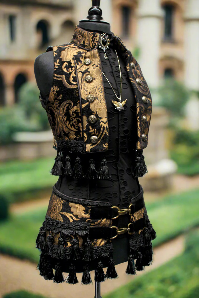 TASSEL SKIRT - GOLD/BLACK - Image 3