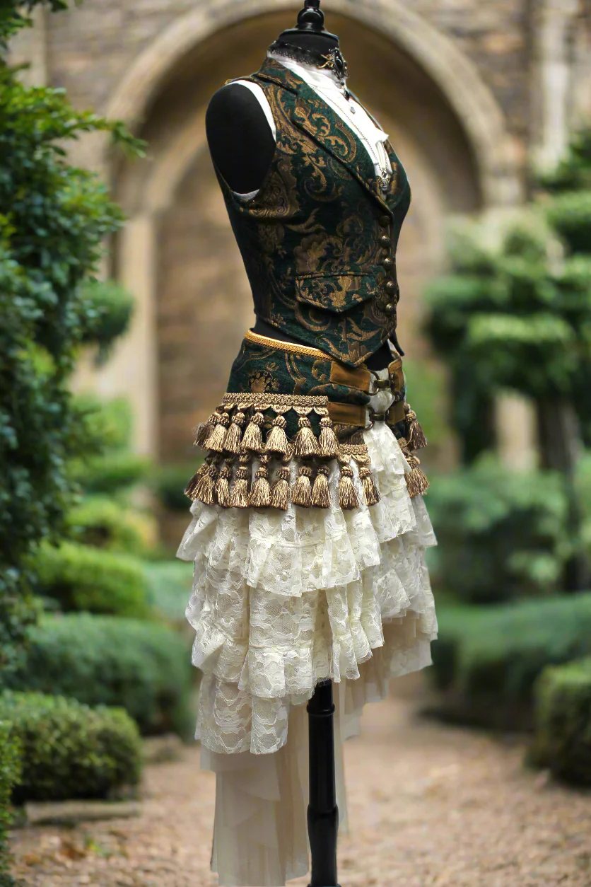 TASSEL SKIRT - GREEN/GOLD - Image 3