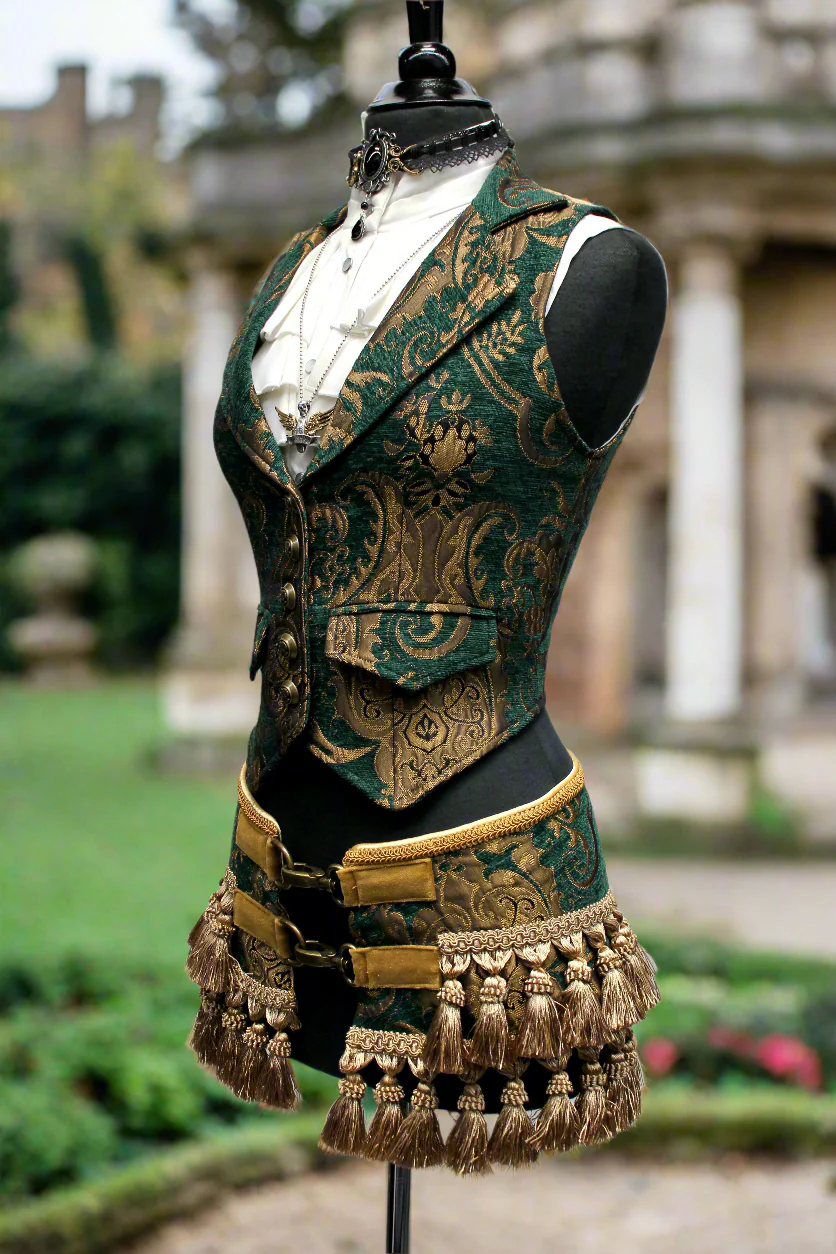 TASSEL SKIRT - GREEN/GOLD - Image 4