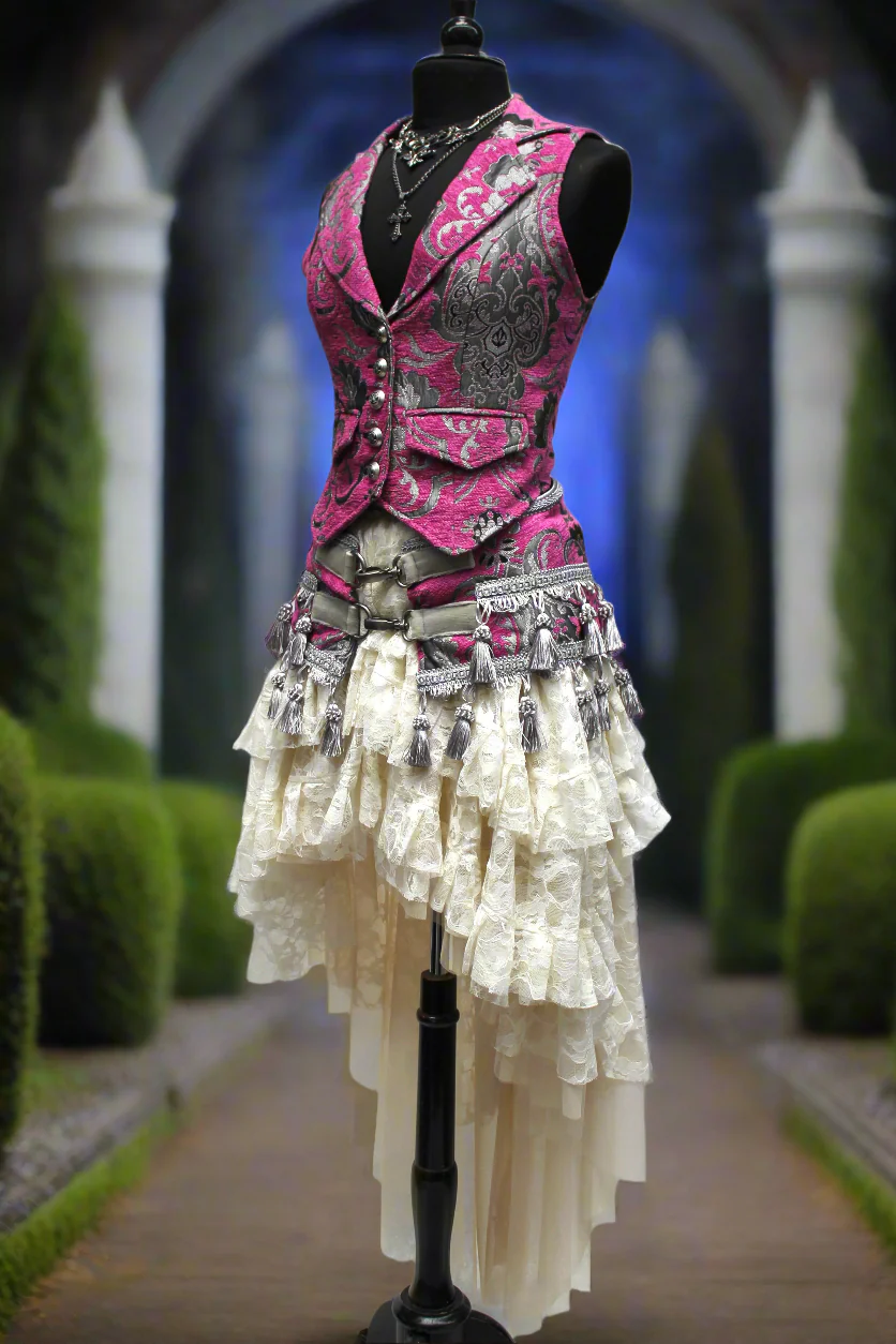 TASSEL SKIRT - PINK/SILVER - Image 3