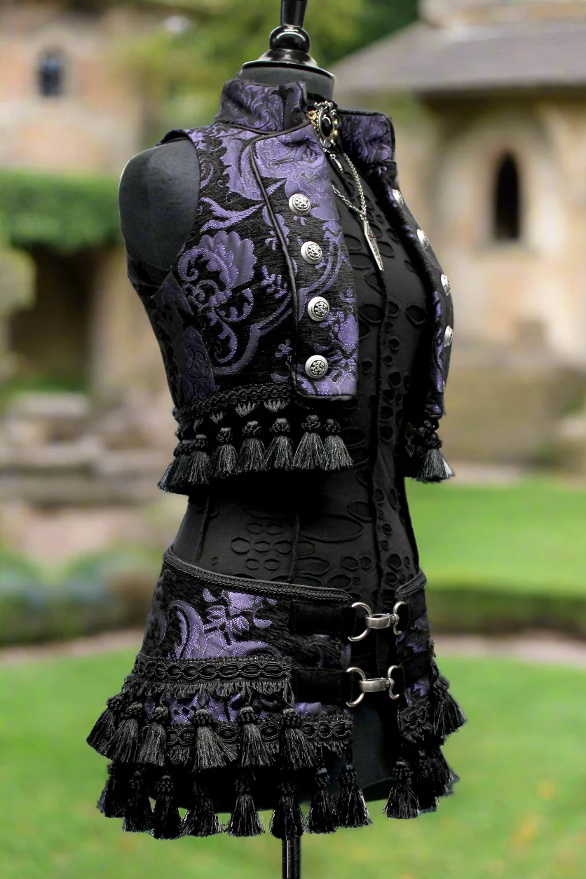 TASSEL SKIRT - PURPLE/BLACK TAPESTRY - Image 2