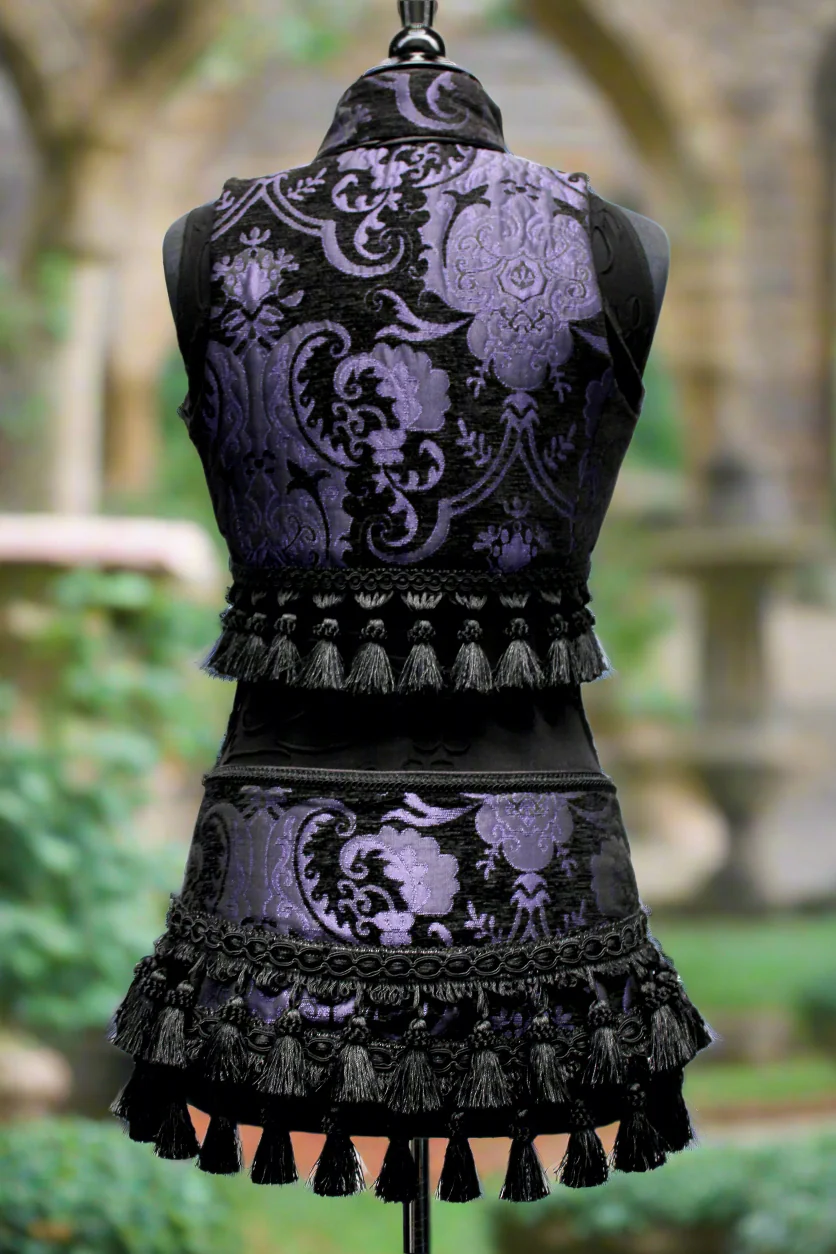 TASSEL SKIRT - PURPLE/BLACK TAPESTRY - Image 4