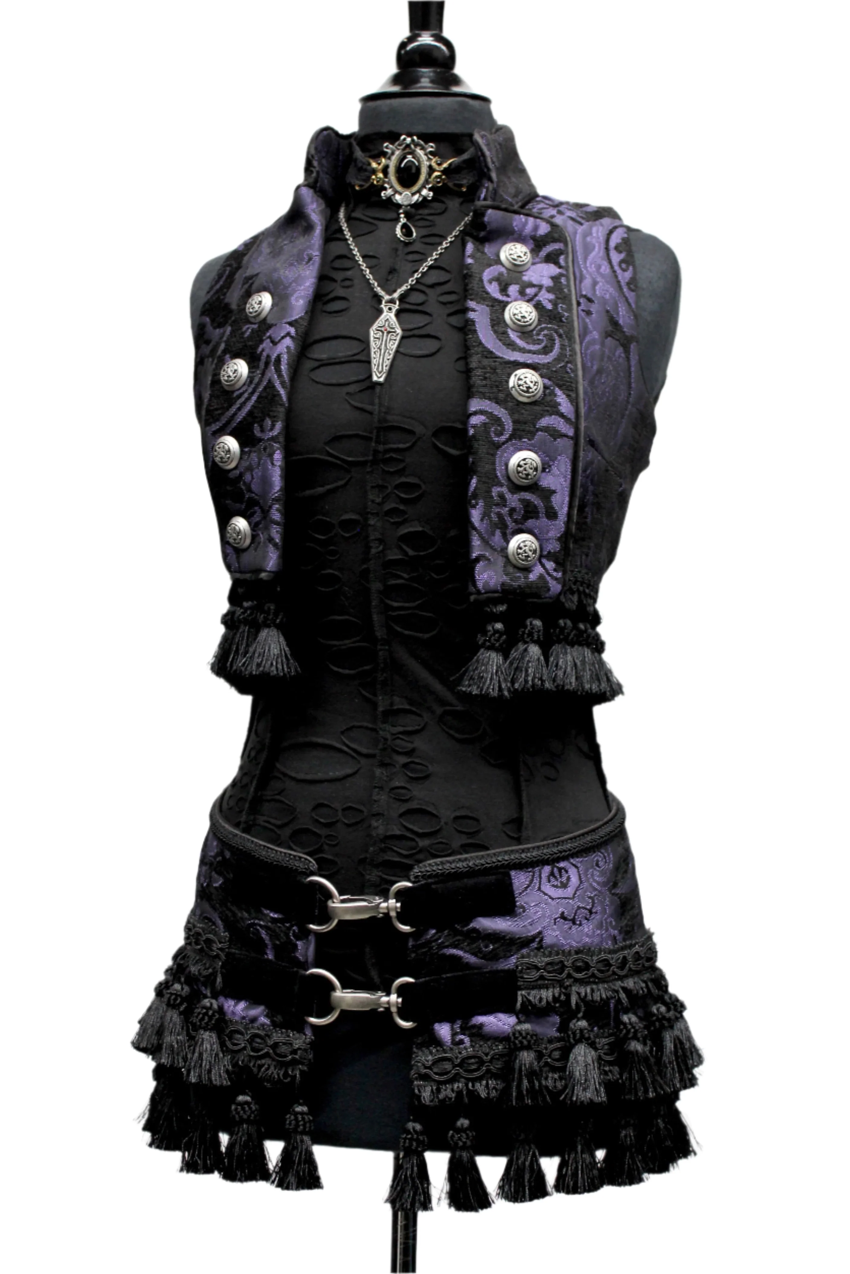 TASSEL SKIRT - PURPLE/BLACK TAPESTRY - Image 5