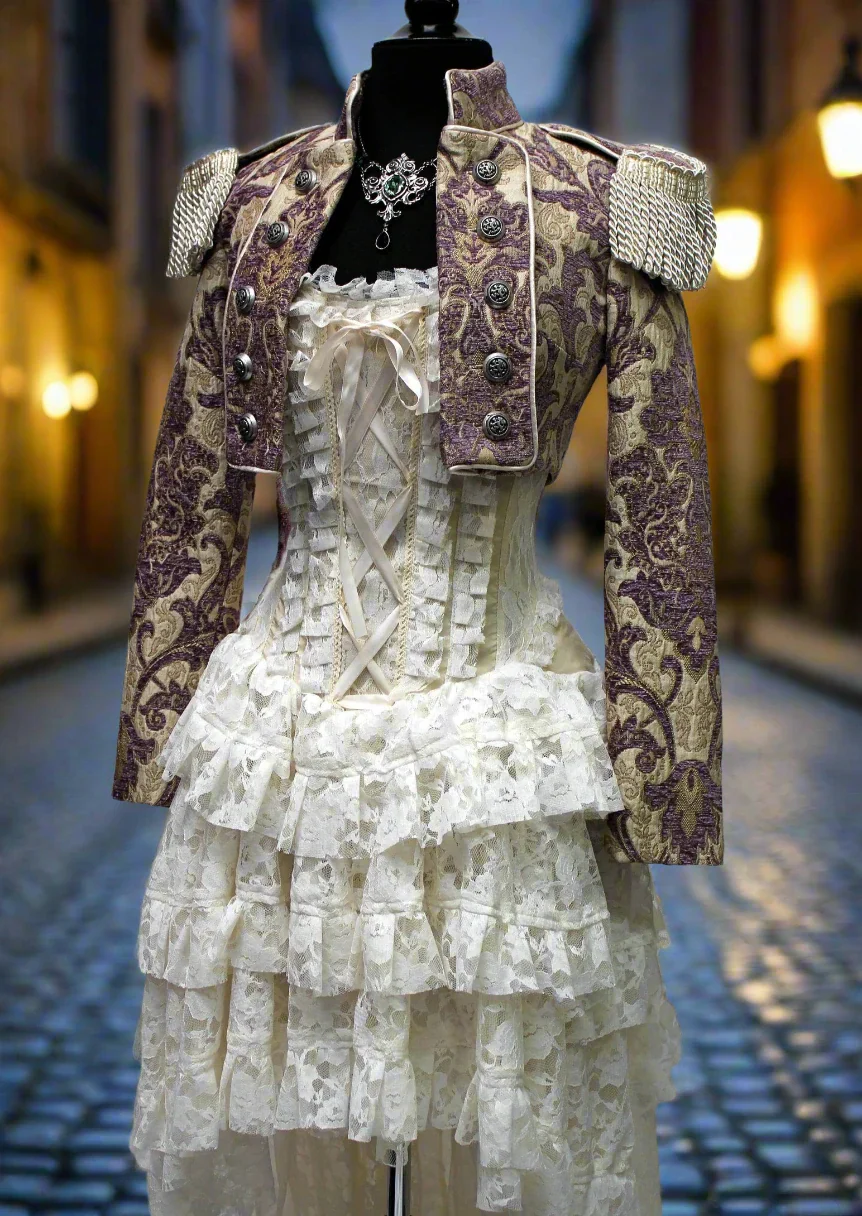 TOREADOR JACKET - PURPLE AND IVORY TAPESTRY - Image 2
