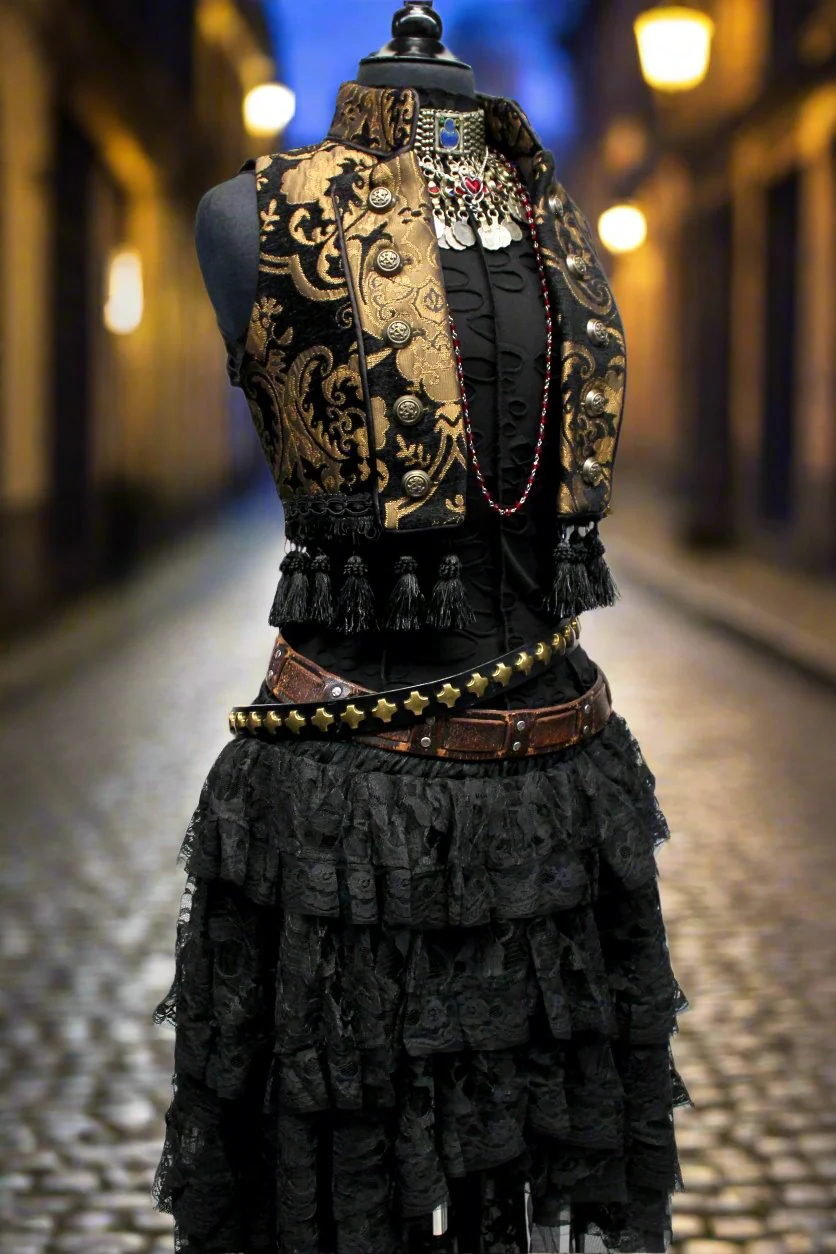 TOREADOR VEST - GOLD/BLACK TAPESTRY - Image 2
