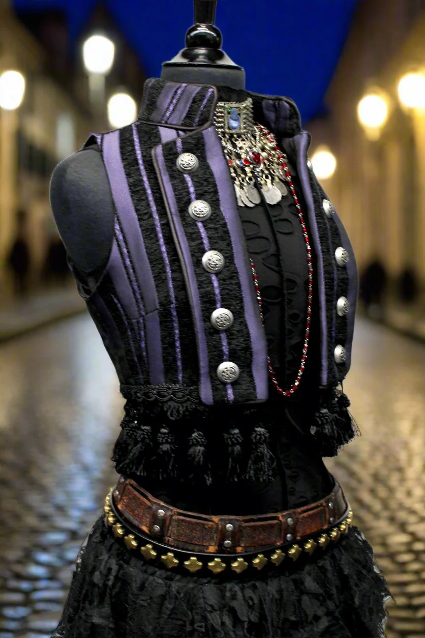 TOREADOR VEST - PURPLE/BLACK STRIPE TAPESTRY - Image 2