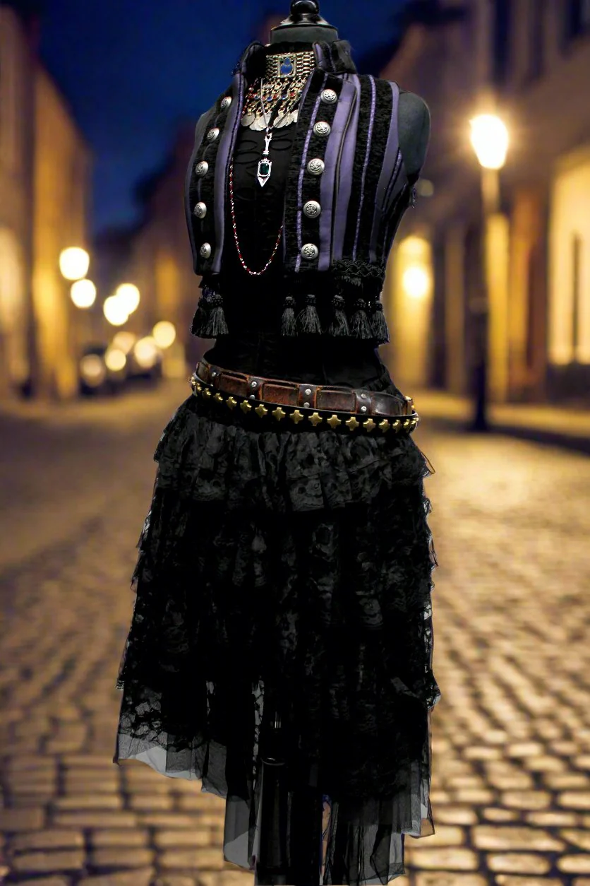 TOREADOR VEST - PURPLE/BLACK STRIPE TAPESTRY - Image 3