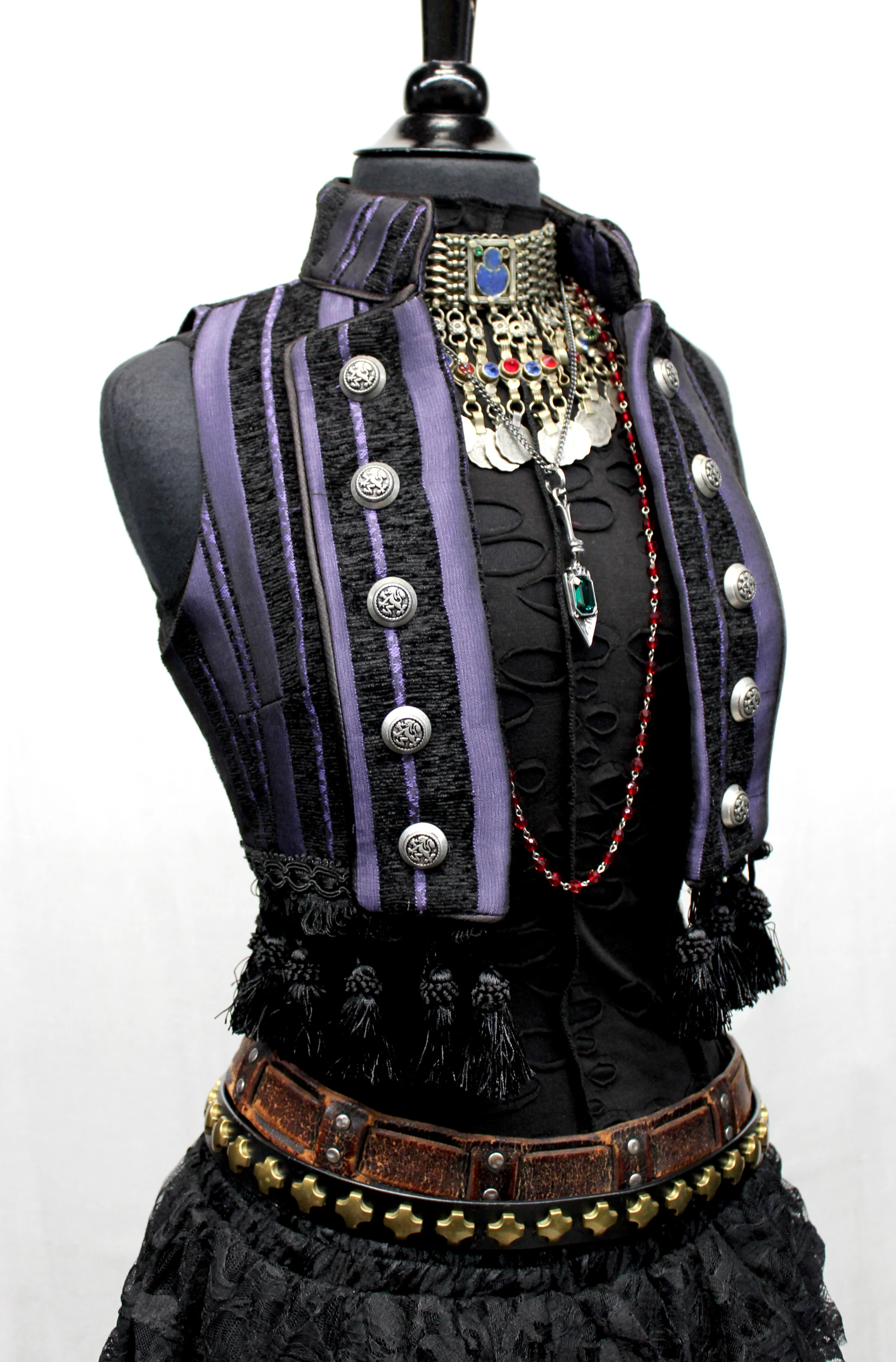 TOREADOR VEST - PURPLE/BLACK STRIPE TAPESTRY - Image 4