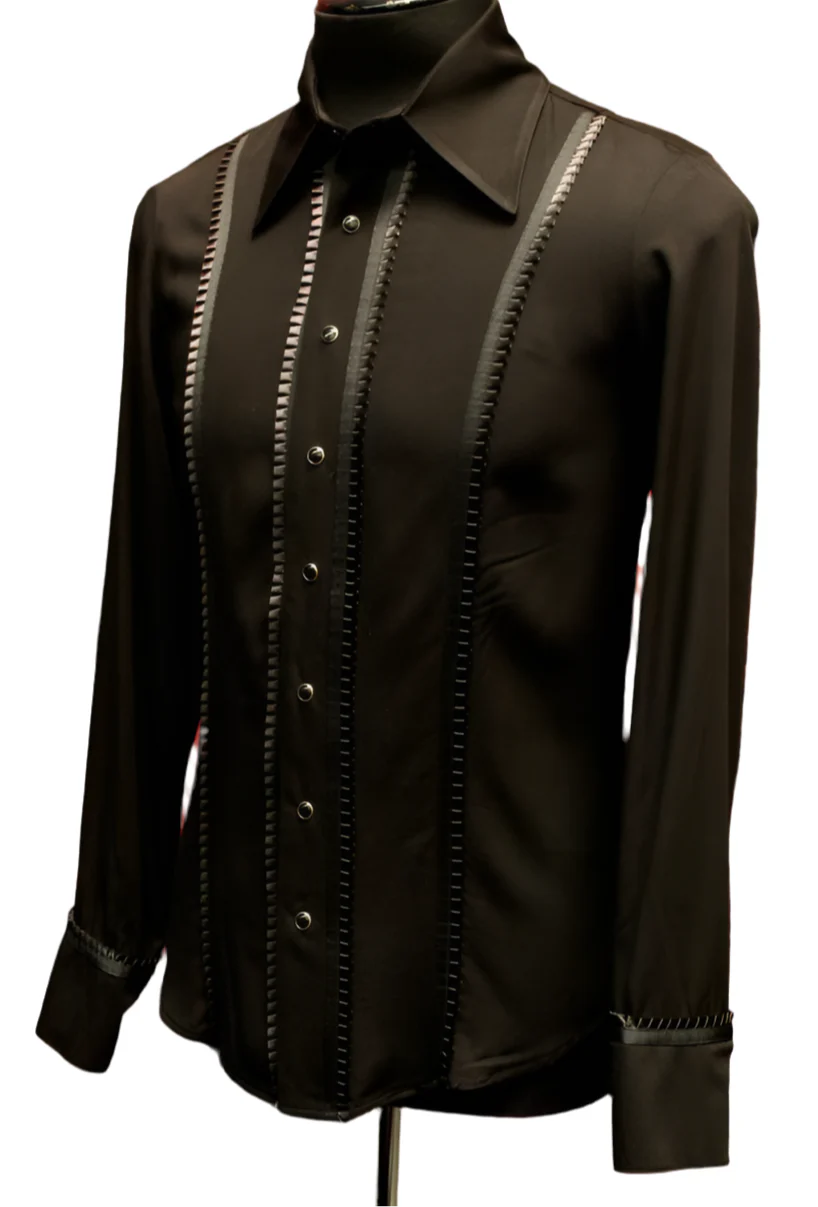 TUX SHIRT - BLACK w/  BLACK TRIM - Image 8