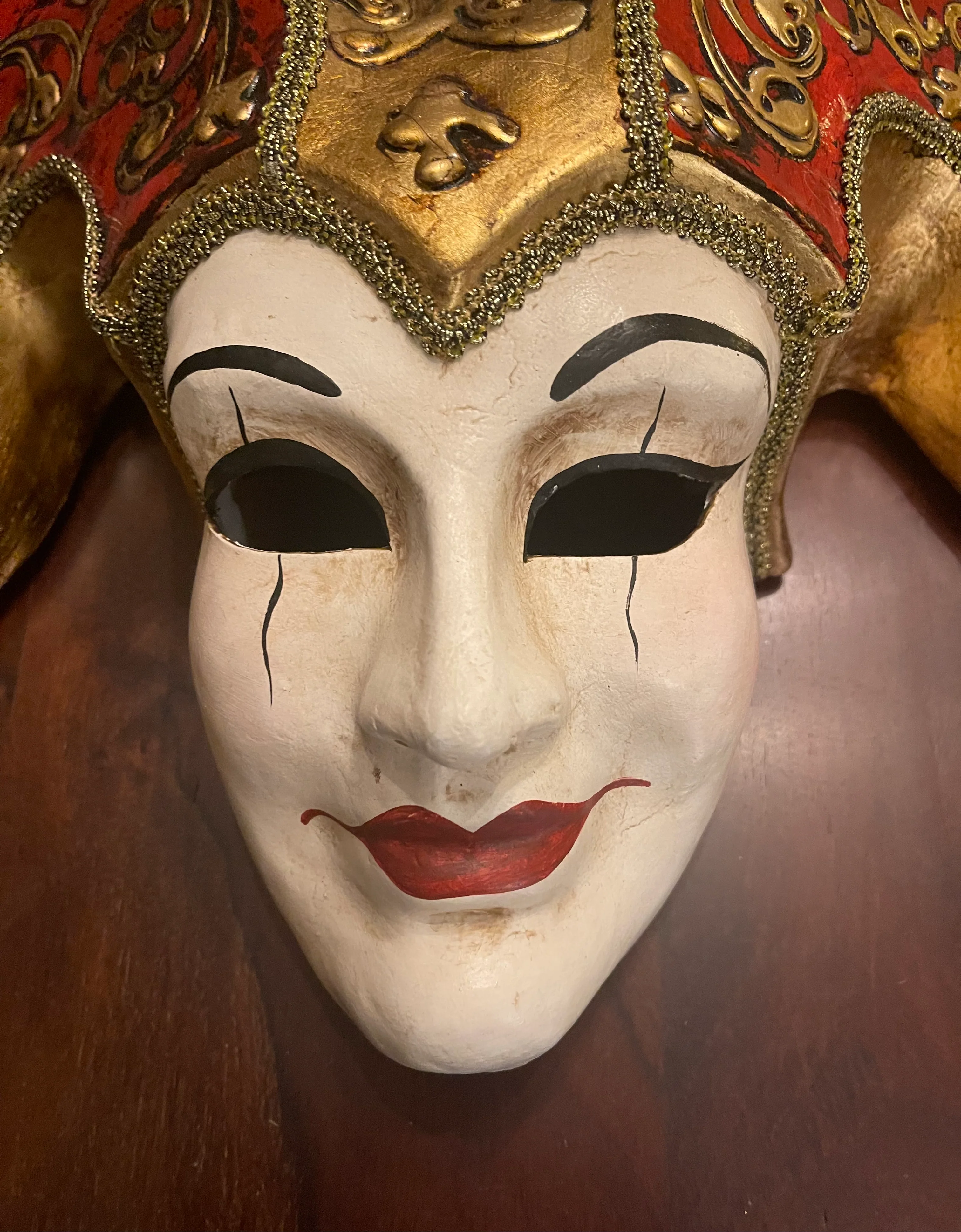 VENETIAN MASK - KING OF FOOLS - RED/GOLD - Image 3