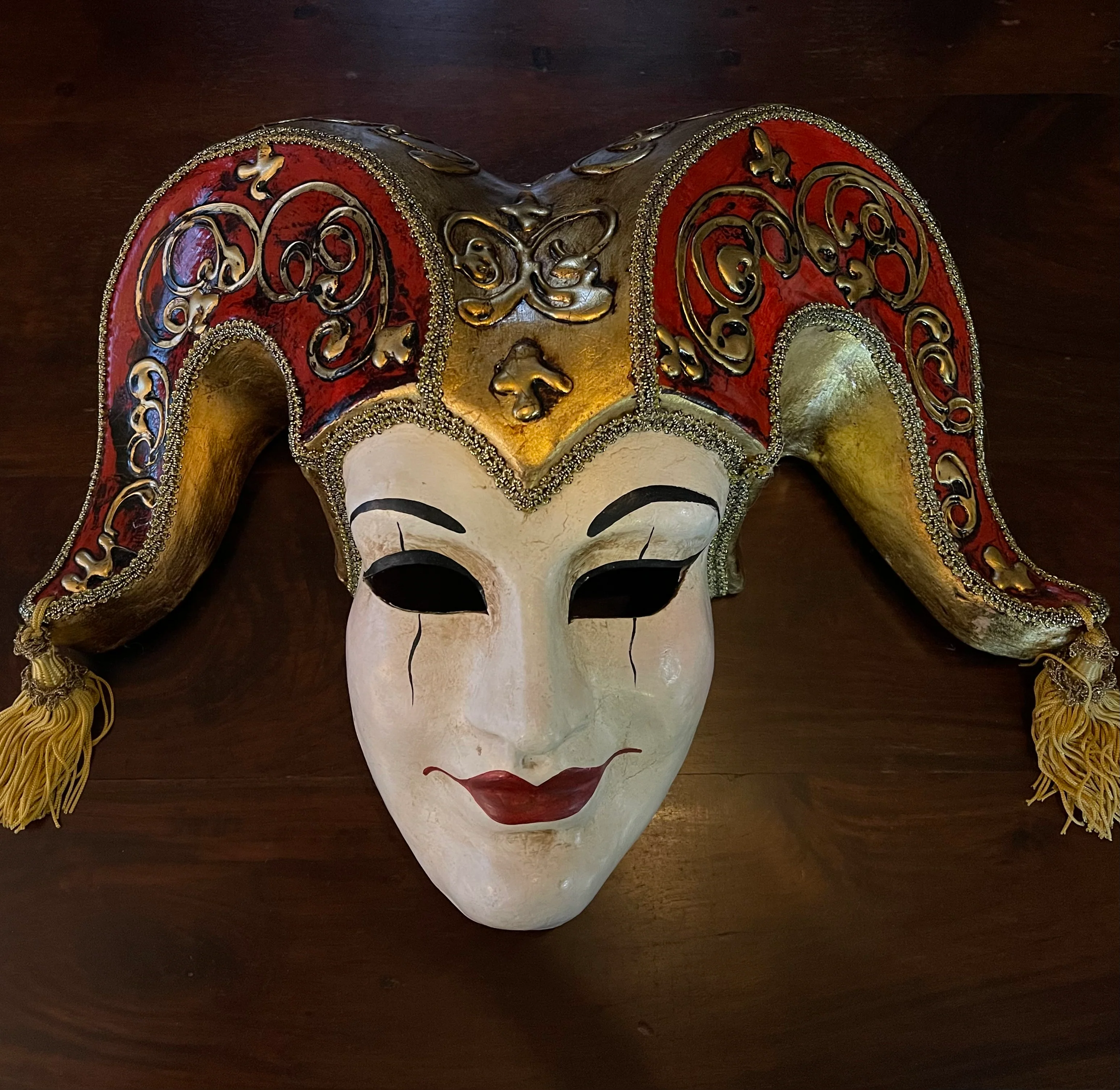 VENETIAN MASK - KING OF FOOLS - RED/GOLD - Image 5
