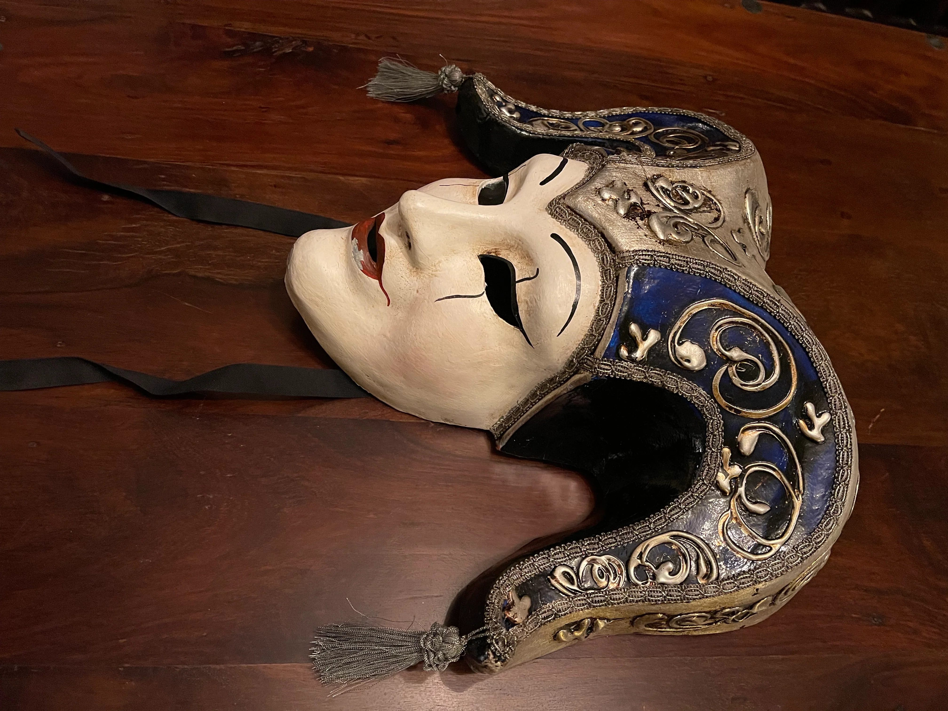 VENETIAN MASK - KING OF FOOLS - BLUE/SILVER - Image 3