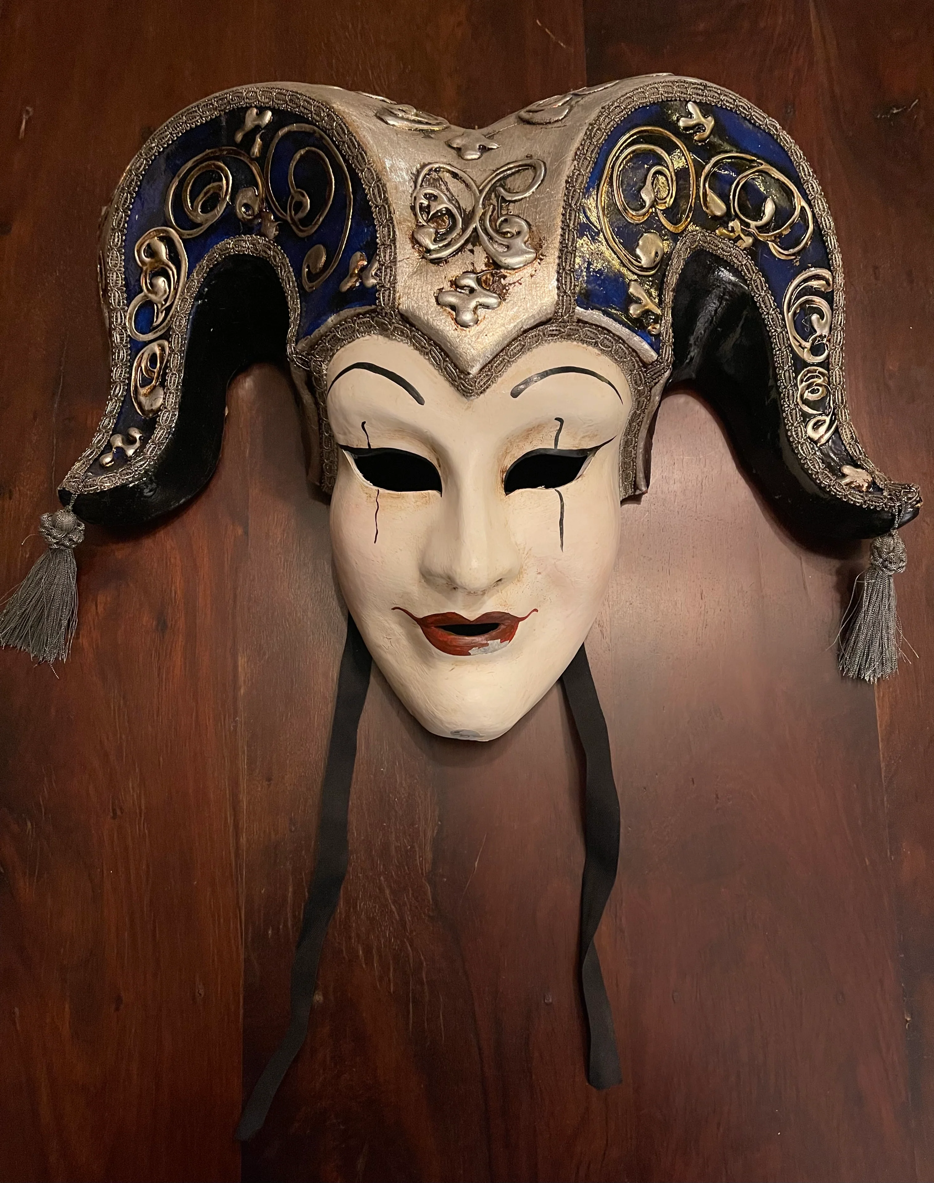 VENETIAN MASK - KING OF FOOLS - BLUE/SILVER - Image 4