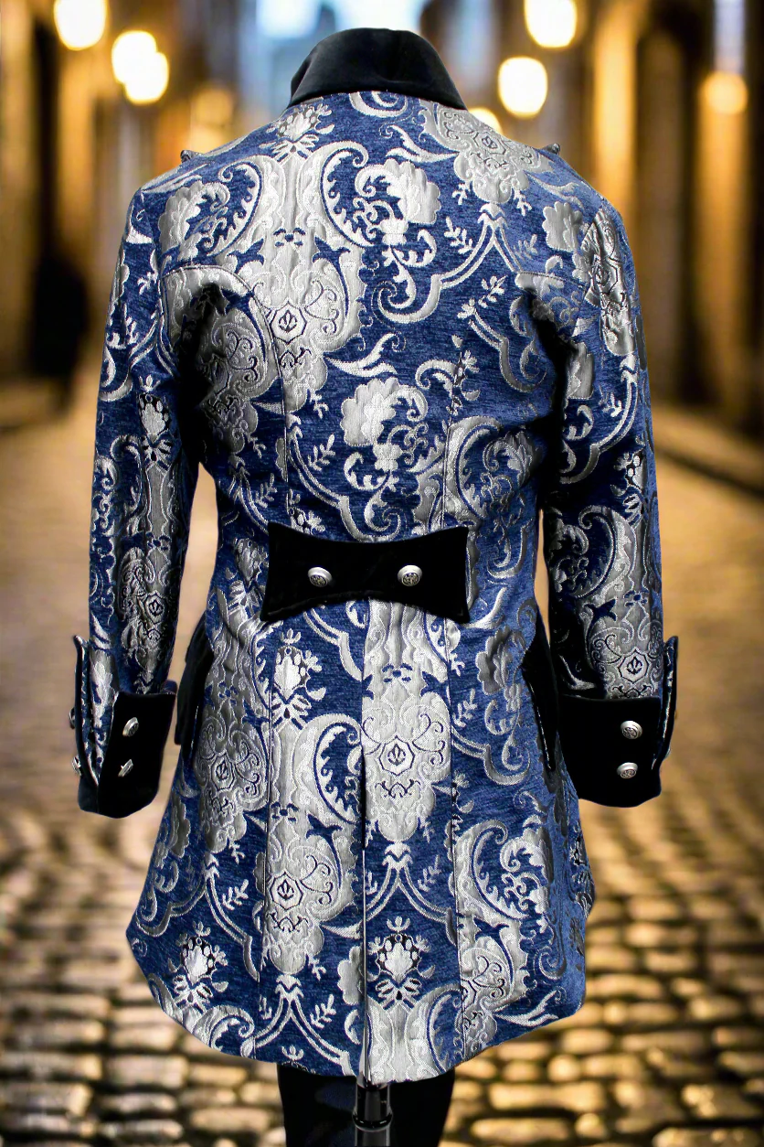 VERSAILLES COAT - BLUE/SILVER TAPESTRY - SIZE SMALL - ONLY ONE LEFT. - Image 3