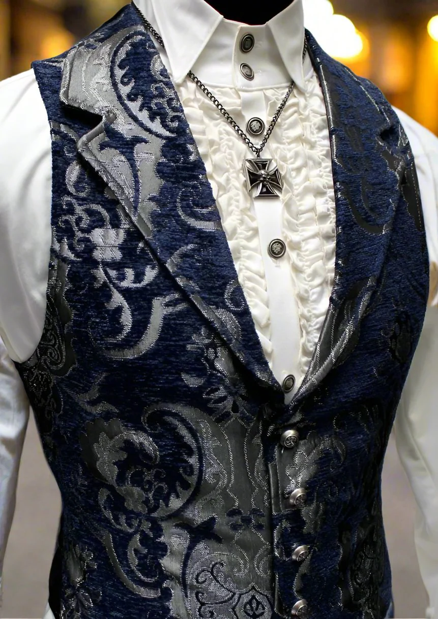 ARISTOCRAT VEST - BLUE/SILVER TAPESTRY - Image 3