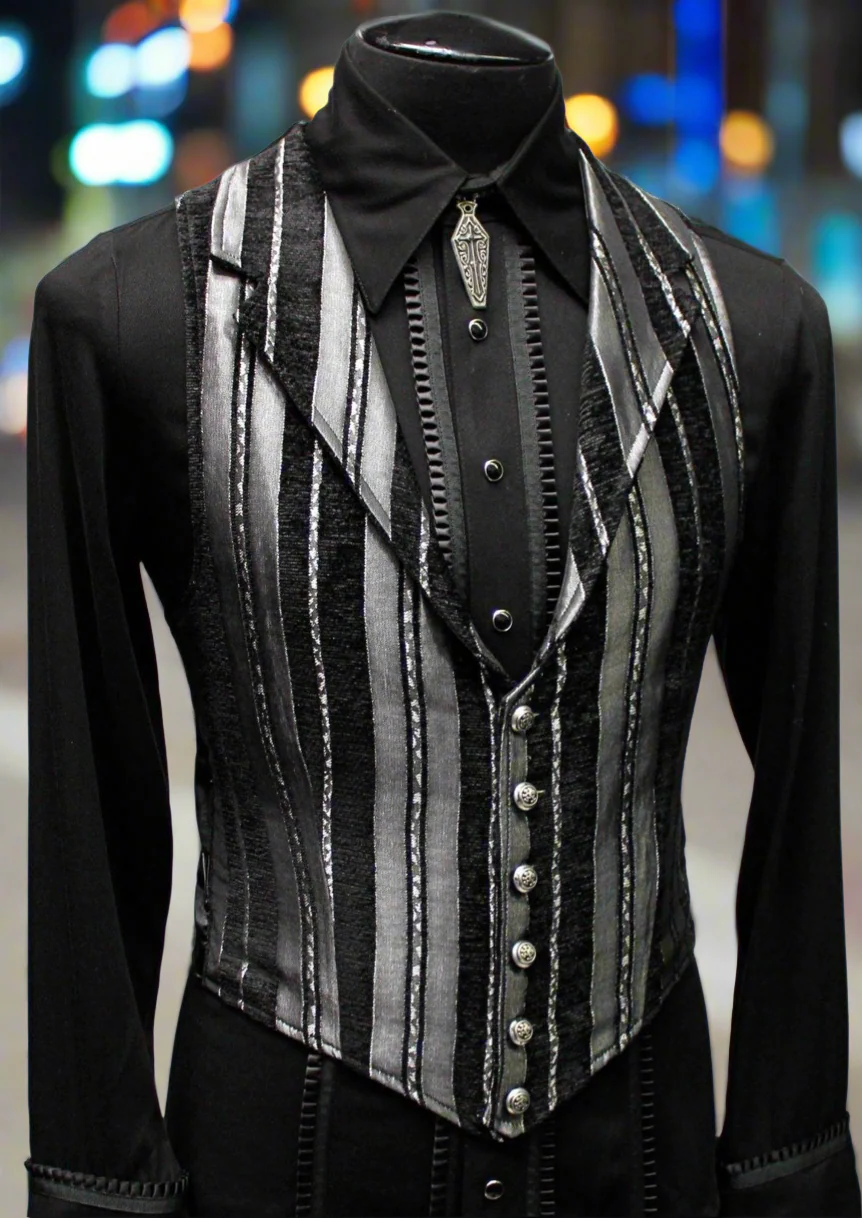 ARISTOCRAT VEST - SILVER/BLACK STRIPE TAPESTRY - Image 4