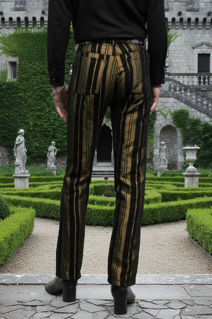 VICTORIAN CARNY PANTS - GOLD/BLACK STRIPE - Image 4