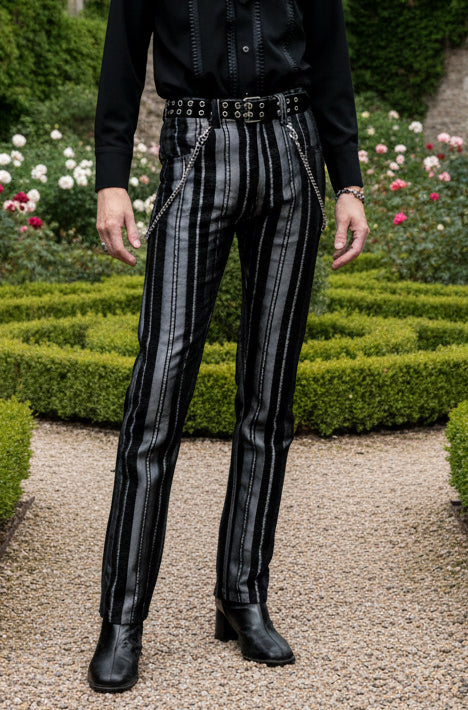 VICTORIAN CARNY PANTS - SILVER/BLACK STRIPE - Image 3