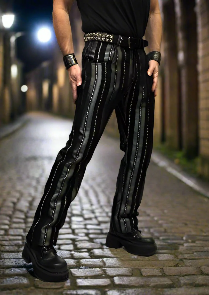 VICTORIAN CARNY PANTS - SILVER/BLACK STRIPE - Image 6