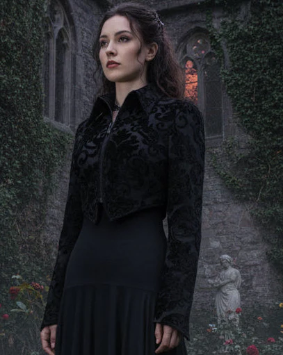 VILLAINESS JACKET - BLACK PRINTED VELVET - Image 3