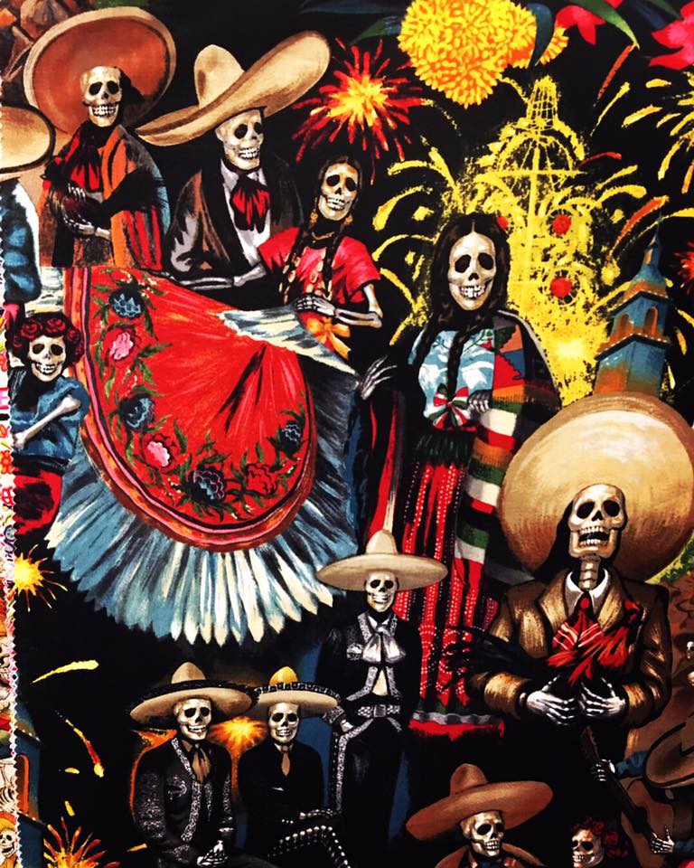VINTAGE COCKTAIL DRESS - DIA DE LOS MUERTOS PRINT - Image 3