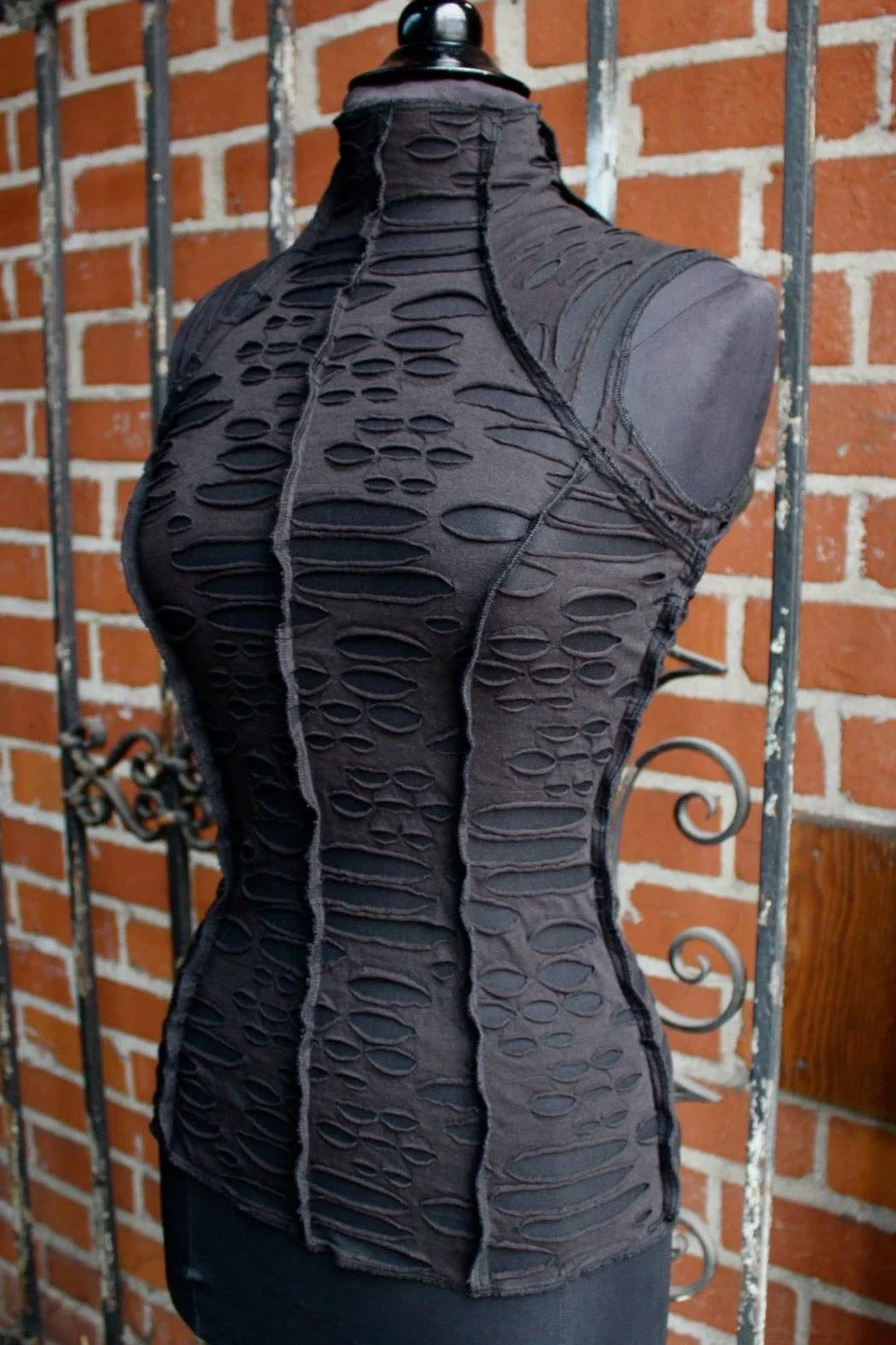 WASTELAND TOP - Black Decayed Fabric - Image 5