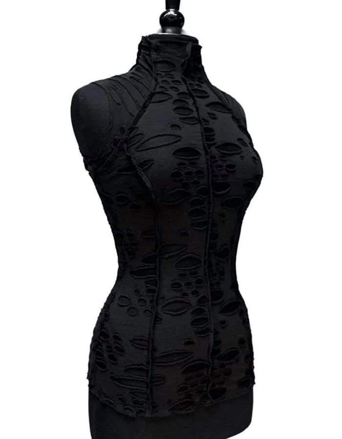 WASTELAND TOP - Black Decayed Fabric - Image 8