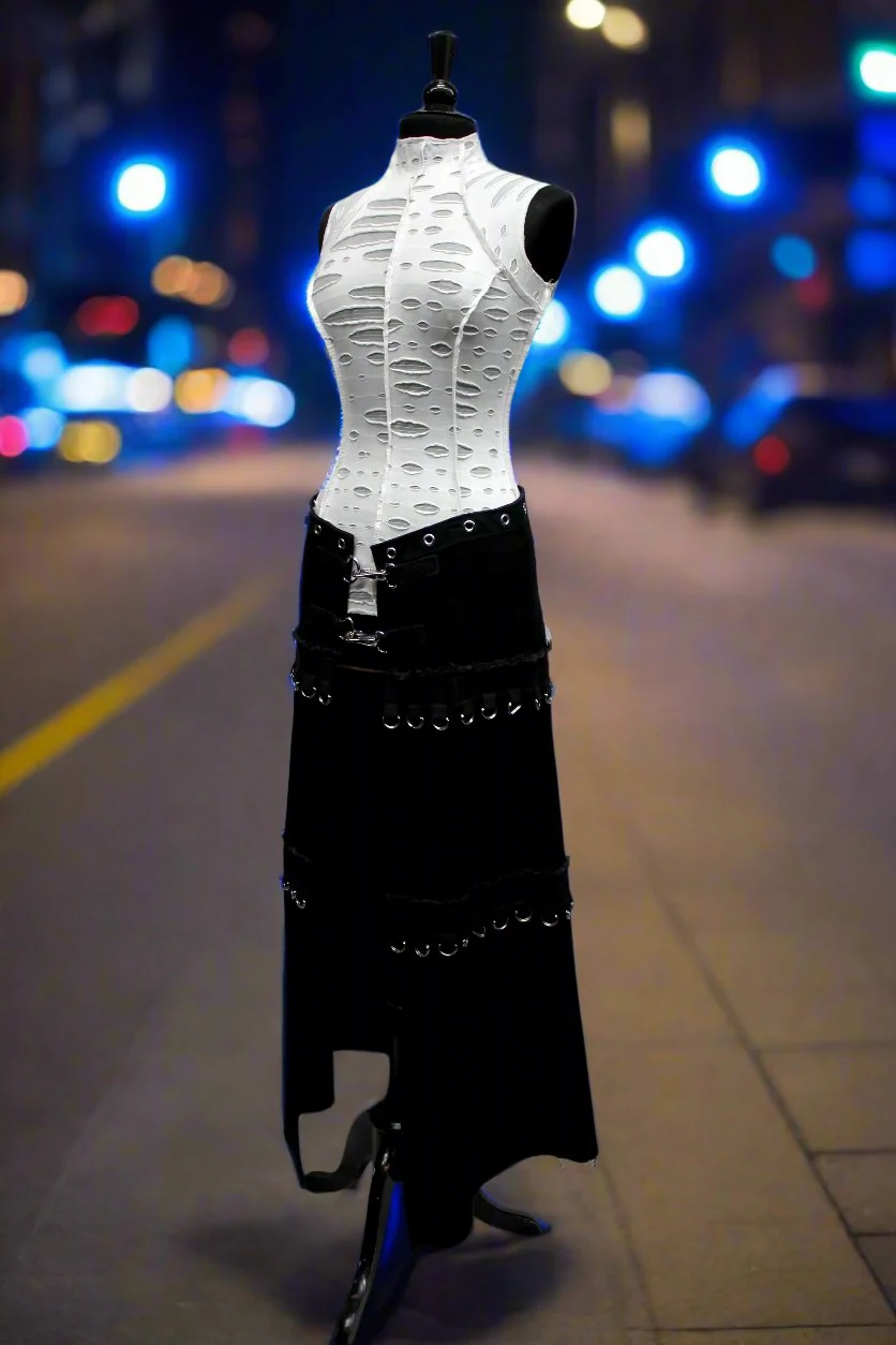 WASTELAND TOP - White Decayed Fabric - Image 3