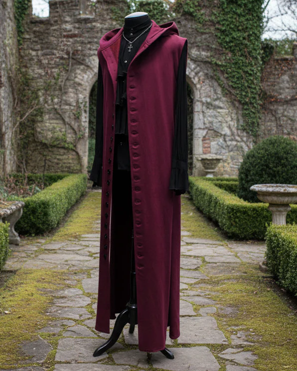 WRAITH ROBE - BURGUNDY COTTON - Size Medium - Image 6
